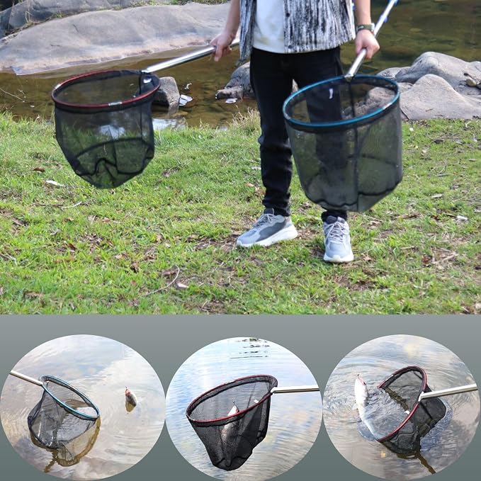 Fishing Net 2 Pack Retractable Lightweight Landing Net with Aluminum Rod Handle Fishing Nets for Youth Catch and Release Butterfly Nets
