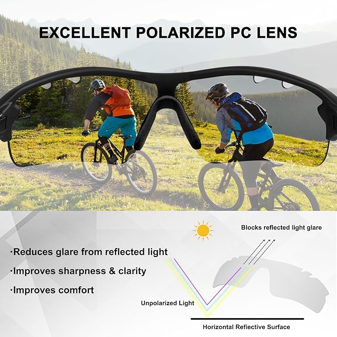 BangLong Polarized Cycling Sunglasses for Men Women, 26g Sports Sunglasses with 5 Lenses for Running Fishing Baseball Driving