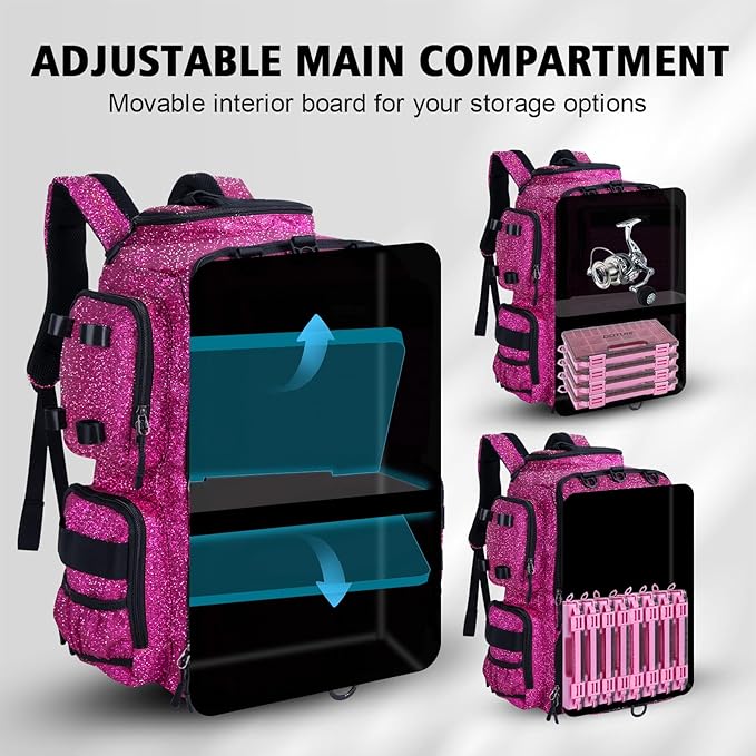 Goture Fishing Backpack with 4 Tackle Boxes,900D Water-Resistant Tackle Backpack with Rod Holders,45L Large Fishing Bag Storage Gear Tackle Bag with Rain Cover,Bottle Holder for Travel Camping Hiking