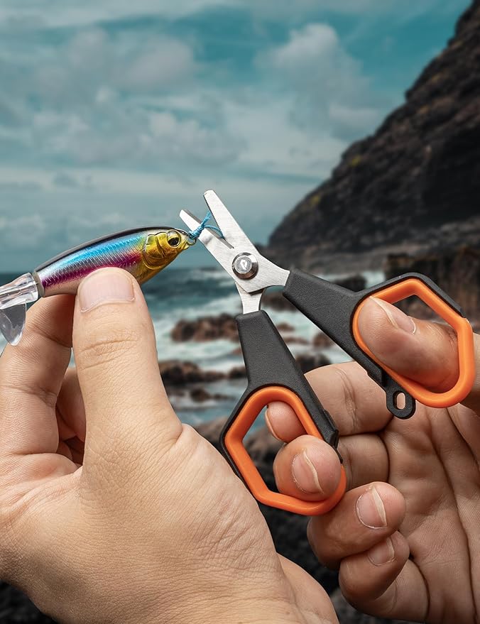 2pc Fishing Scissors,3.9" Stainless Steel Fishing Line Cutter for Fishing Braided Line,Non-Slip Grip Small Fishing Scissors for Saltwater