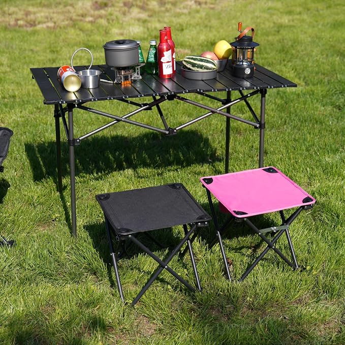 Opliy Camping Stool Upgrade Foot Stool for Camping Fishing Hiking Gardening and Beach, Camping Seat with Carry Bag (Black)