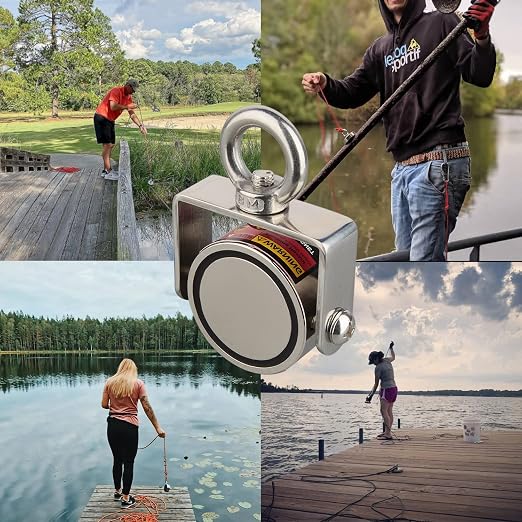 MUTUACTOR Magnet Fishing Kits,600lb Strong Rotate Fishing Magnets Heavy Duty,Neodymium Rare Earth Swivel Magnet with 65Ft Durability Rope,Sturdy Gloves for Retrieving Treasures in Rivers