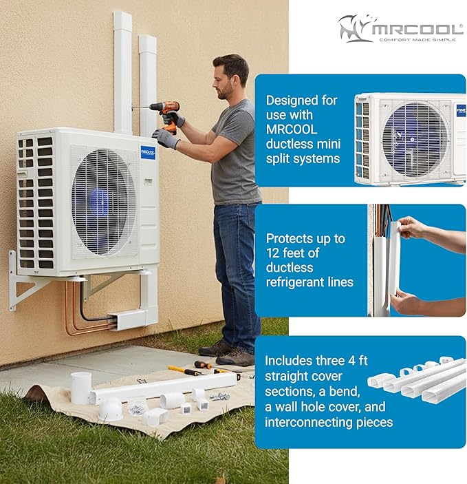 MRCOOL LineGuard 4.5 Inch Line Set Cover Kit, Mini Split Air Conditioner Accessory for Outdoor Line Protection, DIY Installation, 12 Feet