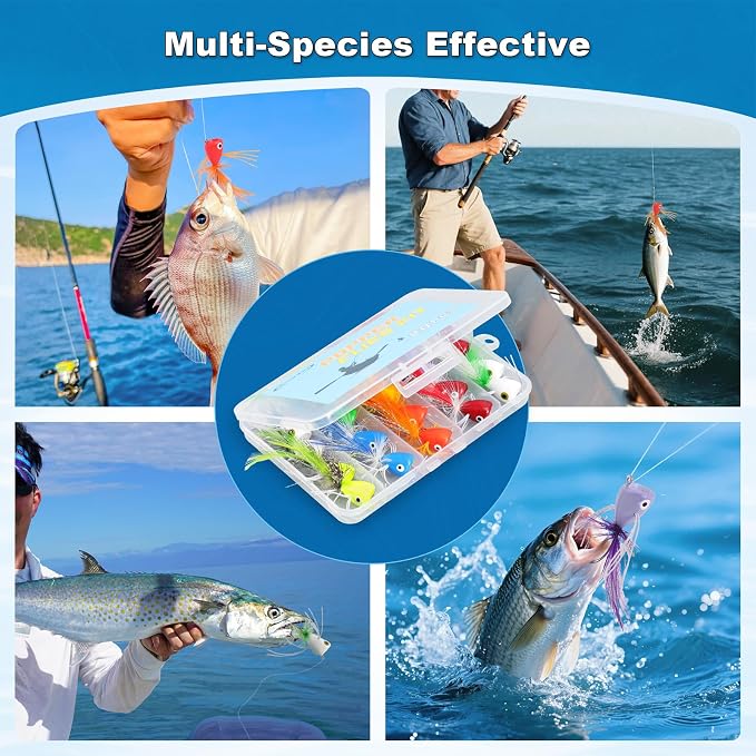 Fly Fishing Poppers Flies, Fly Popper Lures Bass Bluegill Crappie Trout Salmon Panfish Perch Popper Flies Kit for Fly Fishing
