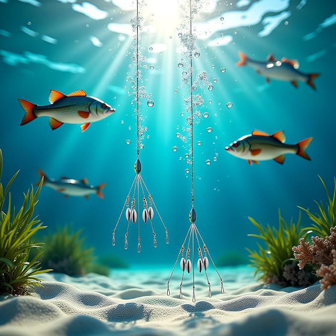 2Pcs Umbrella Rigs for Bass Stripers Fishing, Blue Freshwater Fishing Swimbait Lures Rig Kit, Lures, Baits and Attractants，Bait Rigs