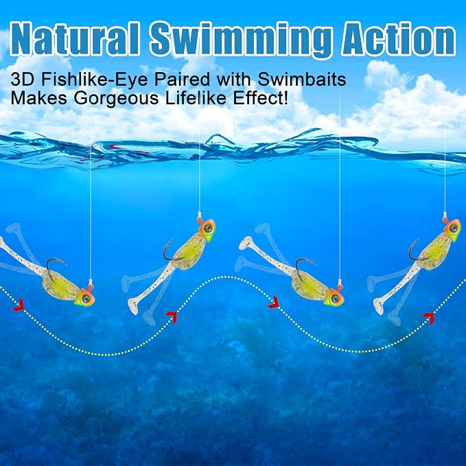 Crappie Jig Heads 25pcs Fishing Jig Head Hooks with 3D Eye Swimbait Jig Heads Soft Lures Fishing Hooks for Walleye Bass Bluegill Crappie 1/32oz 1/16oz 1/8oz