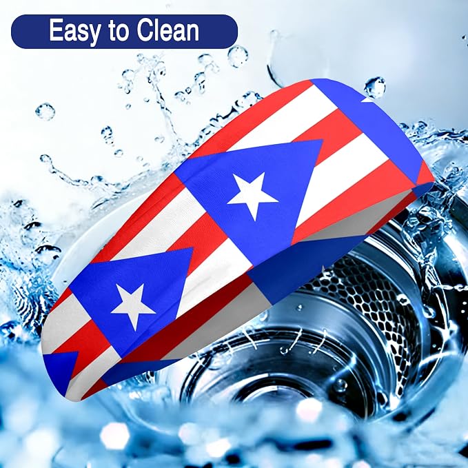 Flag Headbands for Men Women, Moisture Wicking Sweatband Breathable Sports Headwrap, Non-Slip Stretchy Fitness Hair Band