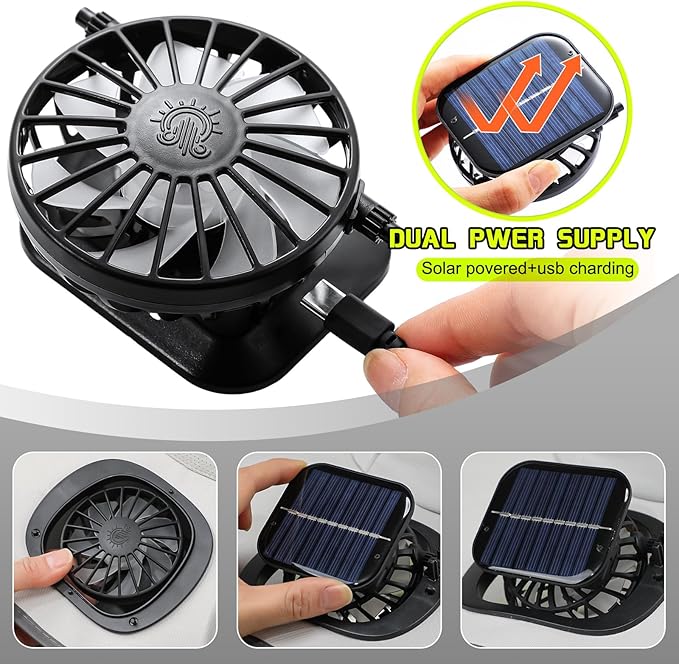 Solar Hat with Fans, Wide Brim Cooling Sun Hat with Removable Dual Fans USB Charging Neck Cover for Outdoor Fishing