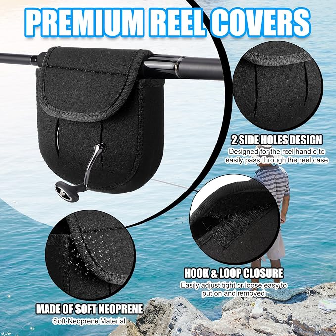 Fishing Spinning Reel Cover Bag for 2000-6000 Series Baitcasting Trolling Fishing Reels Protective Cover Case Pouch Sleeve Gloves