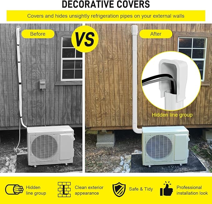 DWALE 3" 17Ft PVC Decorative Line Set Cover Kit, Mini Split line Set Cover,for Ductless Mini Split Air Conditioner and Central AC and Heat Pumps