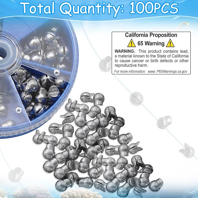 Fishing Weights Sinkers, 200/100pcs Lead Split Shot Fishing Sinkers Open Mouth Design Weights Clip Freshwater Saltwater Fishing Accessories