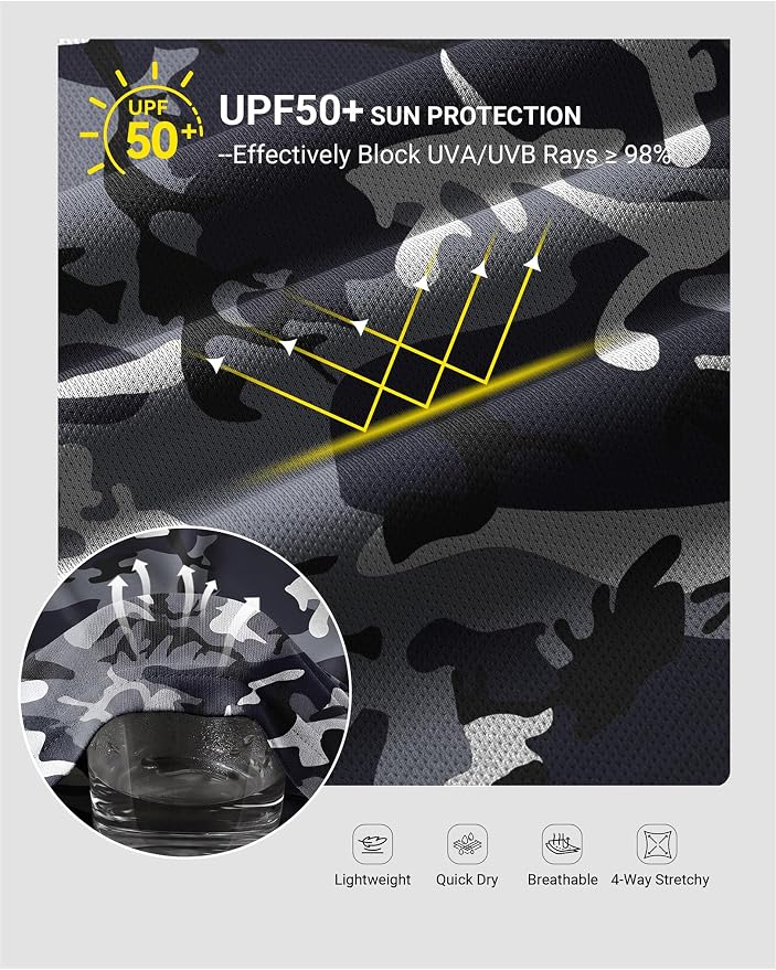 COOFANDY Mens UPF 50+ Sun Protection Hoodie with Mask Lightweight Long Sleeve SPF Fishing Shirts UV Hiking Running Rash Guard