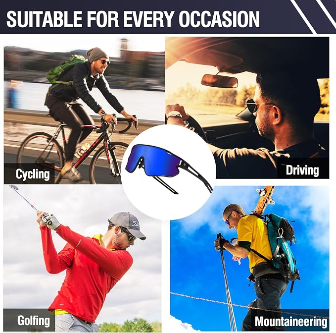 DUCO Polarized Sports Sunglasses for Men Women: UV400 Protection 24g Wrap Around Glasses for Baseball Running Hiking DC0023