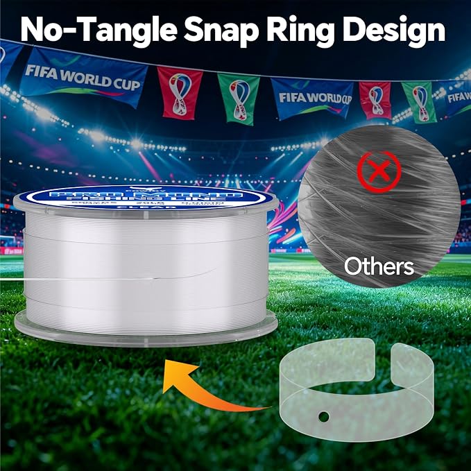 Pro Monofilament Fishing Line with Knot Instruction Cards for Multi Purpose Cost Effective, Strong Yet Thin Nylon String for Big Fishes, Tangle-Free & UV Resistant, 15/20/30/50/80LB