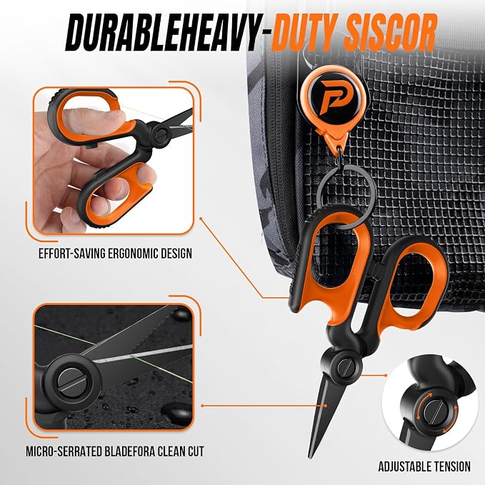 PLUSINNO Fishing Gear, Fishing Tools Kit, 7pcs Fishing Accessories, Corrosion Resistant Fishing Pliers, Fish Knife, Fish Lip Gripper, Fishing Gifts for Men