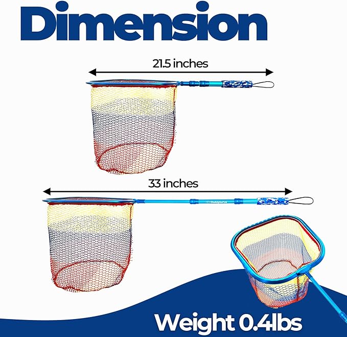DaddyGoFish Kids Fishing Net - Extendable Telescopic Landing Net for Boy Girl Children Catching Small Fish Crab Shrimp Minnow Dragonfly Beach Pier Lake River Ocean