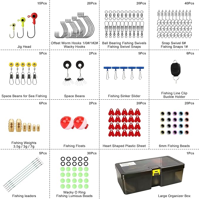 TRUSCEND Complete Fishing Lures - Tackle Box with Tackle Included - Crankbaits, Minnows, Frogs, Vibes, Poppers, Spinners, Spoons, Soft Baits, Hooks & Weights Accessories Kit for Bass Panfish Trout