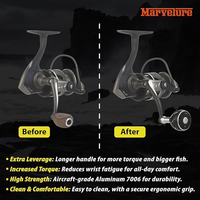 Foldable Power Handle Compatible for Pflueger President, President XT 20-40 Spinning Fishing Reels (Not for President Lock Type or President 6920-6940 Series)