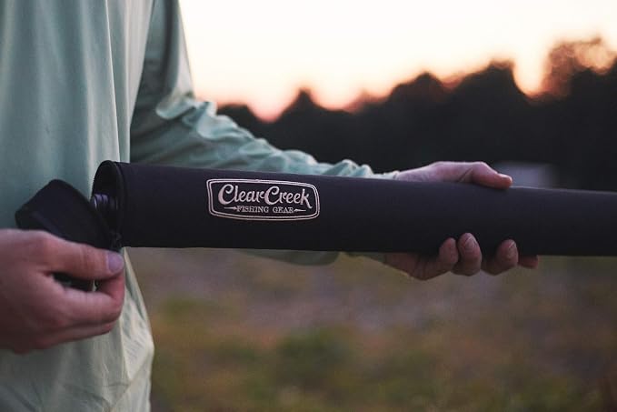 Clear Creek Fly Fishing Rod Tube - 9' - Easy to Carry Complete Protection Storage Case - Interior Divided Organizer and Works with Fresh + Saltwater Rods and Top Brand Name Fishing Rods