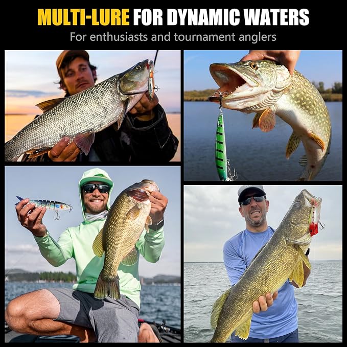 THKFISH Fishing Lures Kit with Multi Jointed Swimbaits Surface Popper Crankbaits Pencil Minnow Frog, 28pcs Topwater Trout Bass Fishing Tackle Fathers Day Fishing Gifts for Men Dad