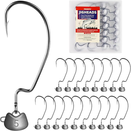 Swing Weedless Ned Rig Jig Heads - 20pcs Weedless Jig Head Hooks for Bass Fishing, Ideal for Ned Rig Baits, Durable Jigheads for Fishing, Anglers