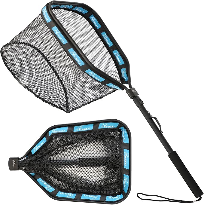 GOODCAT Floating Fishing Net with Magnetic Release, Foldable Landing Net for Kayak Boat Shore Fishing