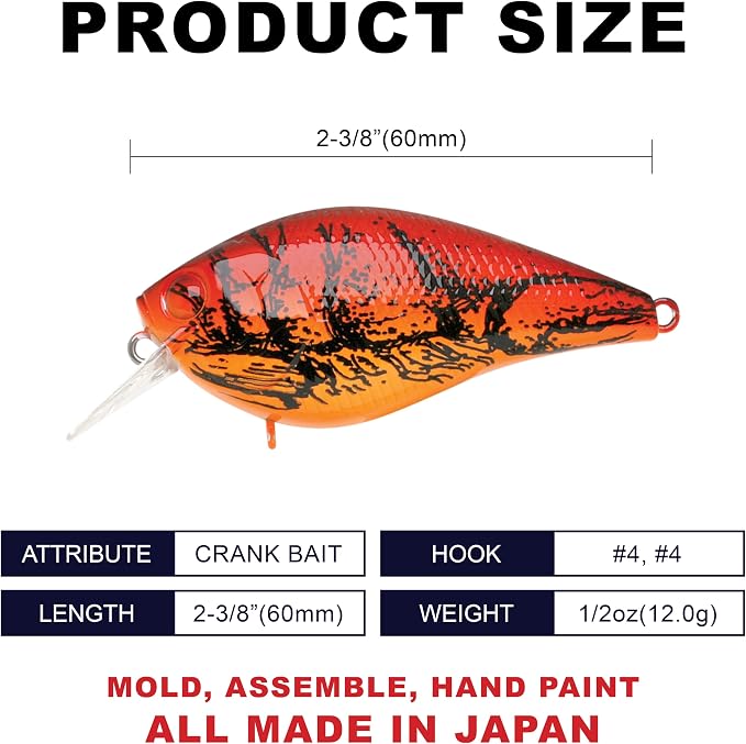 LUCKY CRAFT 1.5DRS Deep Rattle Sound Crankbait Fishing Lures, Shallow Diving Trout and Bass Lures, 3-4ft Depth, Square Bill Crankbait, Saltwater Fishing Gear and Accessories