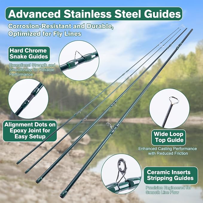 Goture Fly Fishing Rod and Reel Combo with Fly Rod & Gear Case, 9FT 4-Piece Fly Rod, Pre-Spooled Reel, Fly Line, Flies, Leader, Tippet, Forceps, Nipper and Complete Starter Kit