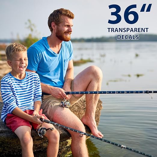 Affrolling 2 Pcs 36 Inch Fish Measuring Tape Stickers Waterproof Transparent Vinyl Fish Measuring Decal Adhesive Boat Ruler Clear Boat Accessories(White)