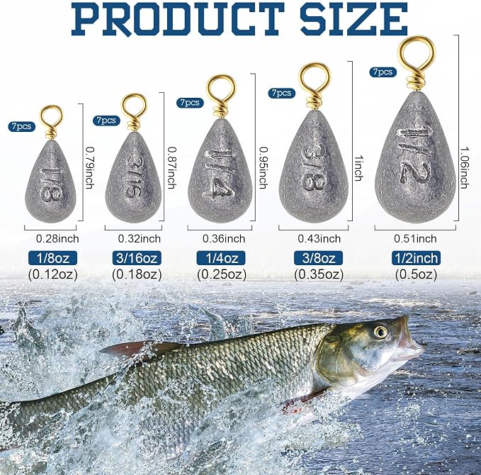 Bass Casting Swivel Bell Sinkers Fishing Weights Drop Shaped Fishing Sinkers Catfish Weights for Ocean Saltwater Surf Bass Casting Gear Tackle