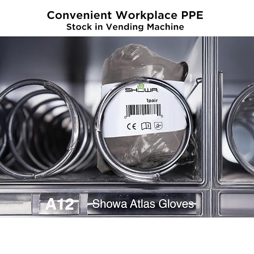 SHOWA Atlas 620 Double-Dipped PVC Chemical Resistant Gloves, Rough Finish Grip, Seamless Cotton Liner, 12" Length, Blue, X-Large, Vending 12-Pack