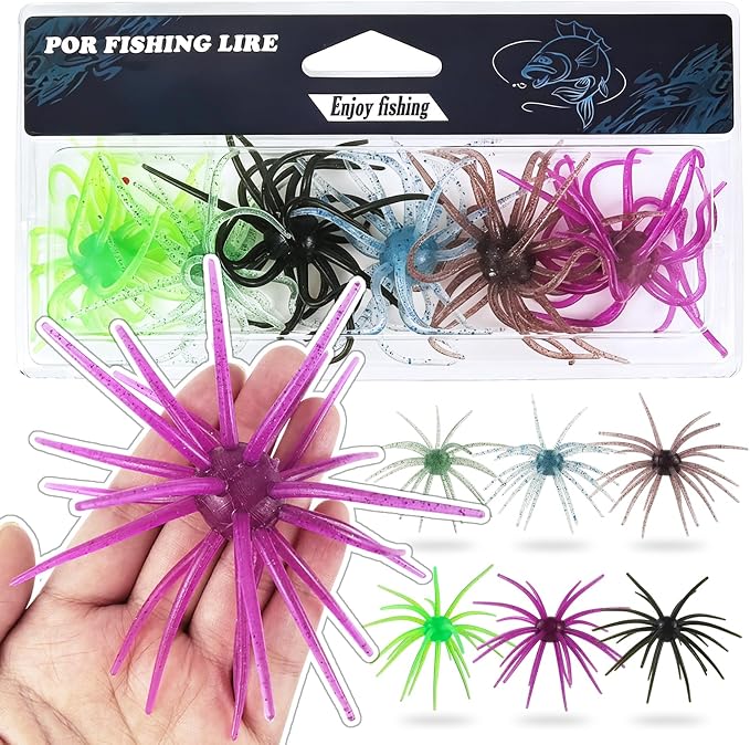 6 Pcs Soft Urchin Lures Fishing Saltwater Slow Floating Lures for Bass Trout Crappie