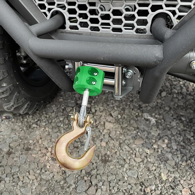 BFXM Rubber Winch Stopper for Cable Hook, Rubber Rope Line Saver for ATV UTV SUV Winches, with Allen Wrench (Green)