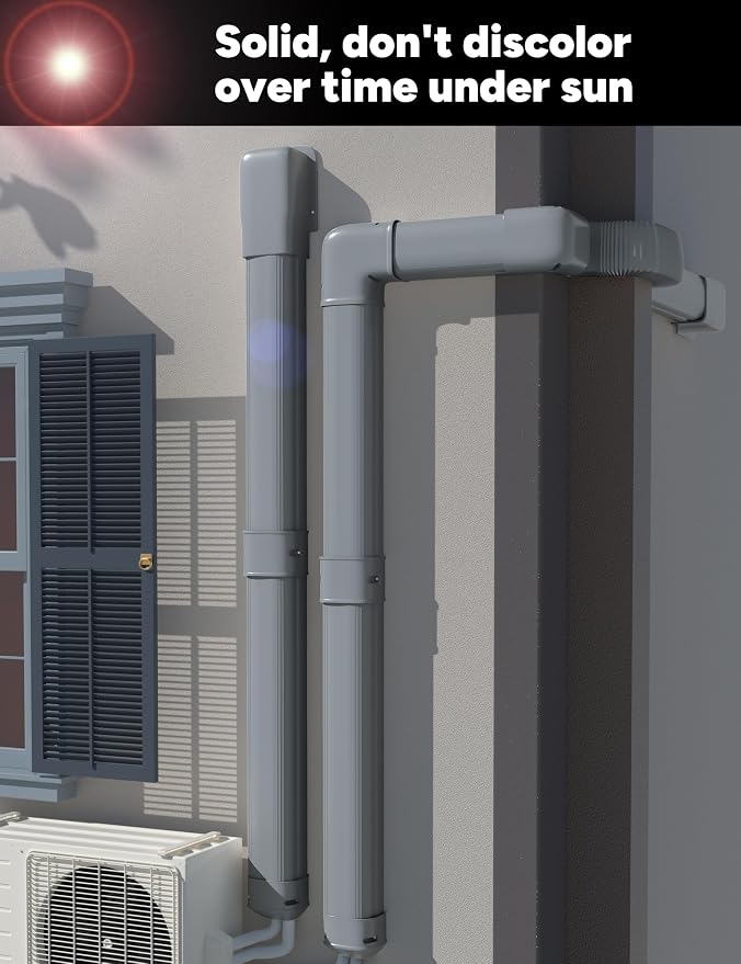 3'' 22.5Ft Mini Split Line Set Cover Kit for Minisplit Ductless Linset Air Conditioners and Heat Pumps, Central AC Decorative Upgraded UV-Proof Strong & Durability PVC Pipe, Gray
