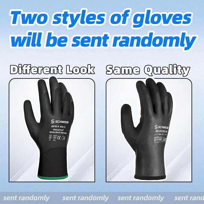 Schwer 2 Pairs 100% Waterproof Winter Work Gloves, ANSI A2 Cut Resistant Freezer Gloves for Outdoor Cold Weather Keep Hands Warm, Thermal Insulated Gloves for Shoveling Snow, Ice Fishing, XXL