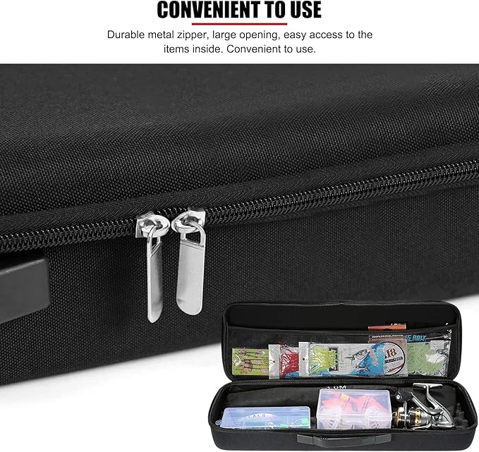 Portable Waterproof Hard EVA Case for Fishing Tackle Storage, 21 inch Fishing Rod Reel Organizer Bag Travel Carry Case Bag, with Foam Interior Shockproof
