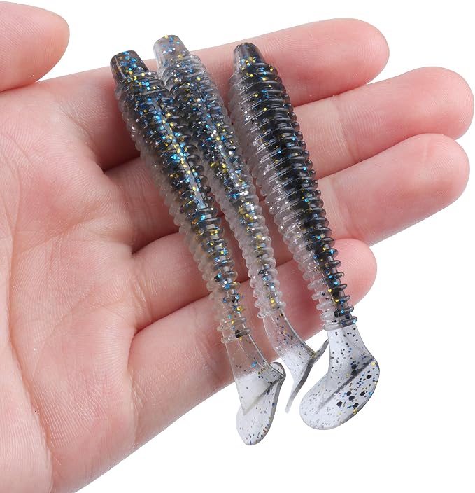 Paddle Tail Swimbaits 100/80/50PCS, 5/4/3/2 inch Soft Fishing Lures Bulk Pack – Durable Lifelike Action Lures for Bass, Trout, Crappie – Freshwater & Saltwater Fishing Gifts