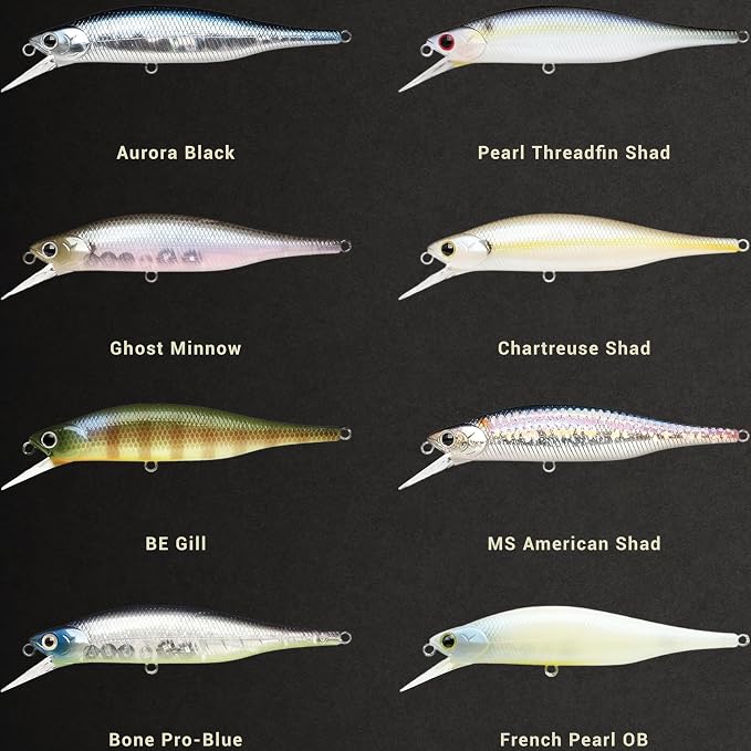 LUCKY CRAFT Lightning Pointer 98XR, Freshwater Bass Fishing Lures and Walleye Fishing Lures, 4" Slow Sinking Jerkbait, 6-7ft Depth, Largemouth Smallmouth, Tournament Fishing Gear
