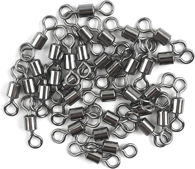 Barrel Swivels Fishing Tackle, 20/80pcs Heavy Duty Fishing Swivel Connector Stainless Steel Black Nickel Rolling Swivels Saltwater Freshwater 30-1322lb