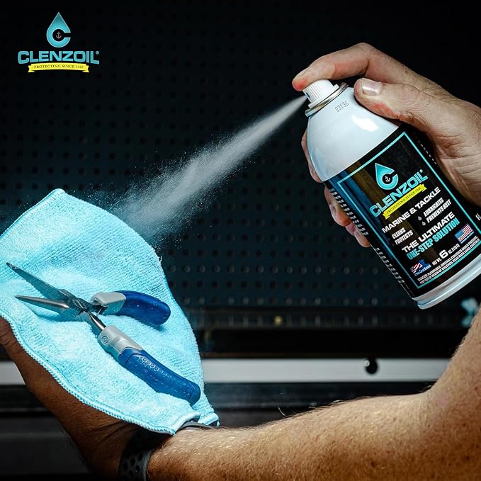 CLENZOIL Marine & Tackle - Fishing Gear Oil Lubricant - for Fish Care Reels, Boat Motors, Downriggers & More - Easily Oils Applicator