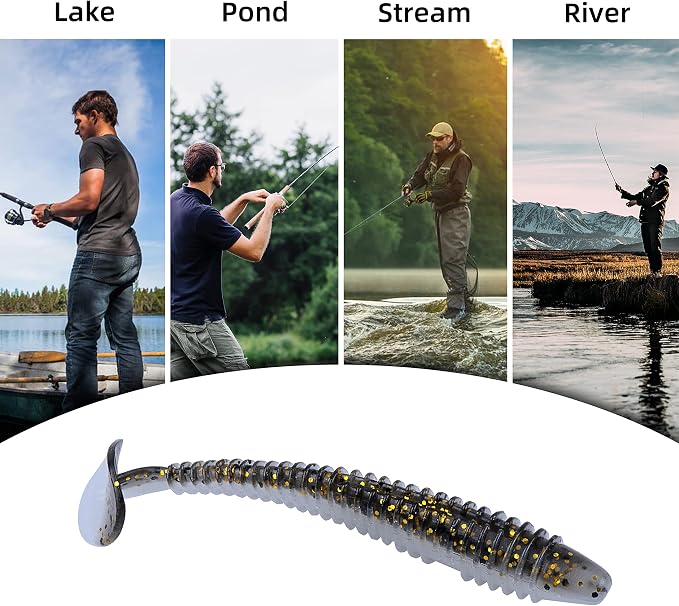 Paddle Tail Swimbaits 100/80/50PCS, 5/4/3/2 inch Soft Fishing Lures Bulk Pack – Durable Lifelike Action Lures for Bass, Trout, Crappie – Freshwater & Saltwater Fishing Gifts