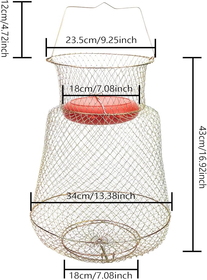 codree Floatable Galvanized Steel Wire Fish Basket, Collapsible Floatable Wire Fishing Basket, Portable Floating Fishing Net Baskets, Robust and Easy to Use