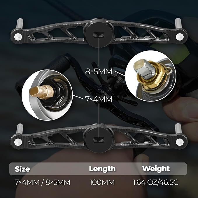 GOMEXUS Power Handle Compatible for Shimano Tranx Daiwa Zillion Abu Garcia 13 Fishing Baitcasting Reel Replacement Crank with TPE Knob, Bass Fishing