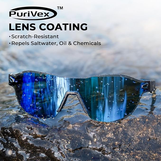 KastKing Nizini Polarized Sports Fishing Sunglasses, With PuriVex Protective Lens Coating, Rimless Wrap Design, Men Women