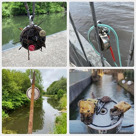 MUTUACTOR Neodymium Fishing Magnet,Combined 880lbs Double Sided Strong Fishing Magnet Heavy Duty with 65Ft Salvage Rope,Durable Gloves,Waterproof Bag for Retrieving Tools Find Treasure