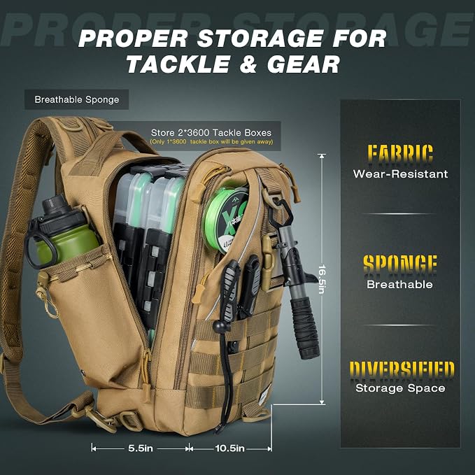 Ghosthorn Fishing Backpack Waterproof Tackle Bag Sling Bag Gift