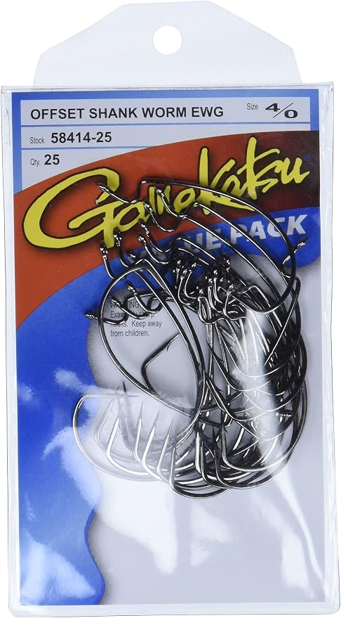 Gamakatsu 25 Pack EWG Offset Worm Hook