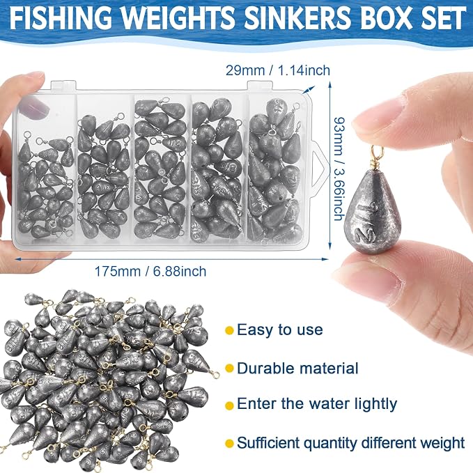Bass Casting Swivel Bell Sinkers Fishing Weights Drop Shaped Fishing Sinkers Catfish Weights for Ocean Saltwater Surf Bass Casting Gear Tackle