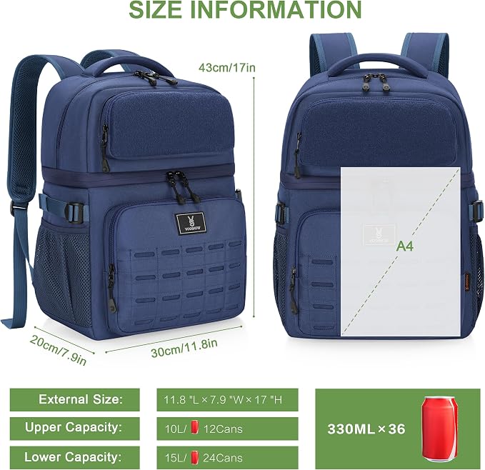 Large 36 Cans Insulated Waterproof Cooler Backpack for Men Women, Double Deck Leak Proof Cooler Bag for Camping, Hiking, Fishing