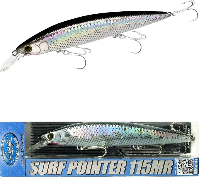 LUCKY CRAFT Surf Pointer 115MR Saltwater Fishing Lures for Halibut and Stripped Bass, Long Casting Jerkbait, Sinking Surf Fishing Gear, Fish Accessories for Tackle Box